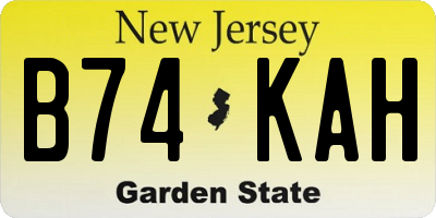 NJ license plate B74KAH