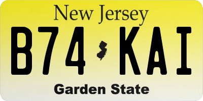 NJ license plate B74KAI