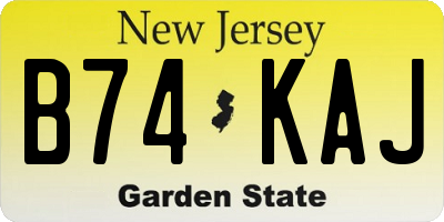 NJ license plate B74KAJ