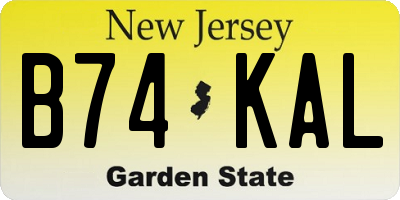 NJ license plate B74KAL