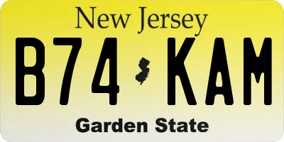 NJ license plate B74KAM