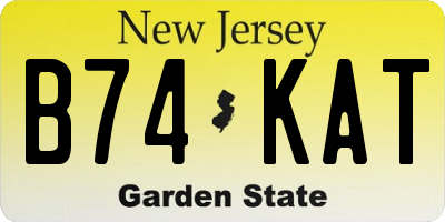 NJ license plate B74KAT