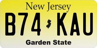 NJ license plate B74KAU