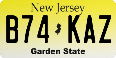 NJ license plate B74KAZ