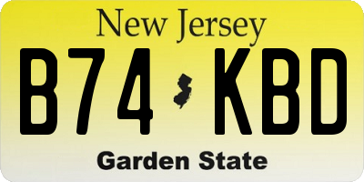 NJ license plate B74KBD