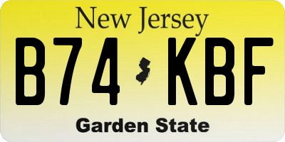 NJ license plate B74KBF