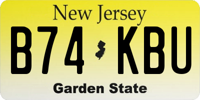 NJ license plate B74KBU