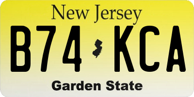 NJ license plate B74KCA
