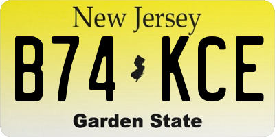 NJ license plate B74KCE