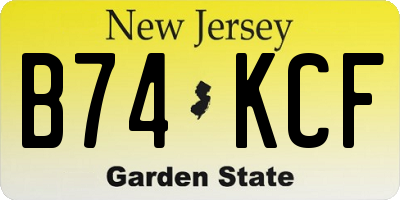 NJ license plate B74KCF
