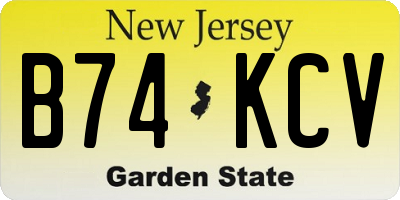 NJ license plate B74KCV