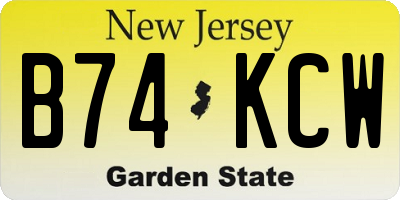 NJ license plate B74KCW