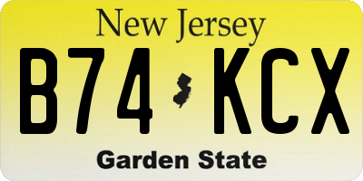 NJ license plate B74KCX
