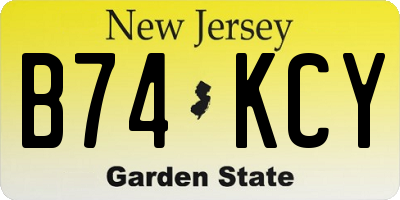 NJ license plate B74KCY