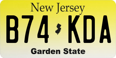 NJ license plate B74KDA