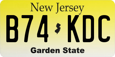 NJ license plate B74KDC