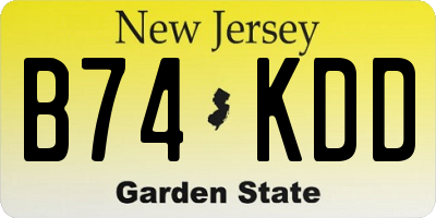NJ license plate B74KDD