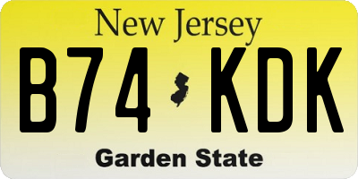 NJ license plate B74KDK