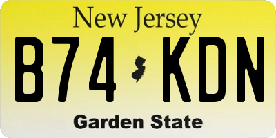 NJ license plate B74KDN
