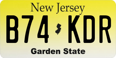 NJ license plate B74KDR
