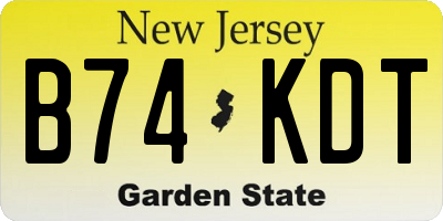 NJ license plate B74KDT