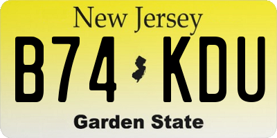 NJ license plate B74KDU