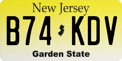 NJ license plate B74KDV