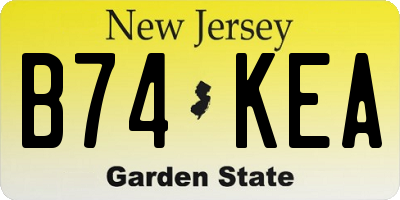 NJ license plate B74KEA