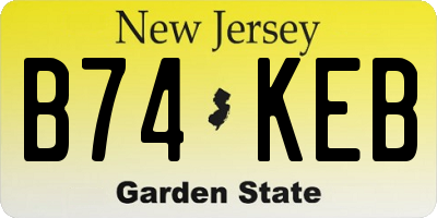 NJ license plate B74KEB