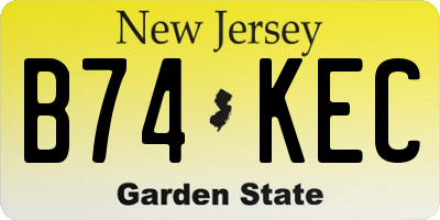 NJ license plate B74KEC