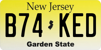 NJ license plate B74KED