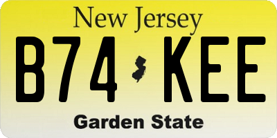 NJ license plate B74KEE