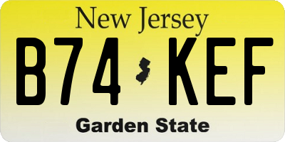 NJ license plate B74KEF