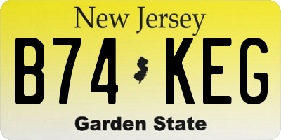 NJ license plate B74KEG