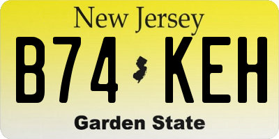 NJ license plate B74KEH