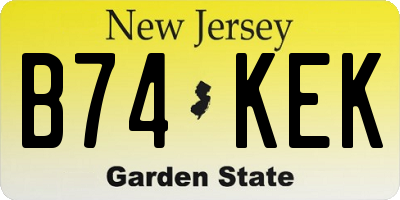 NJ license plate B74KEK