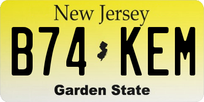 NJ license plate B74KEM