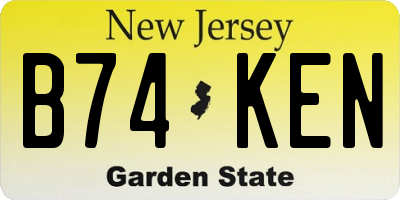 NJ license plate B74KEN