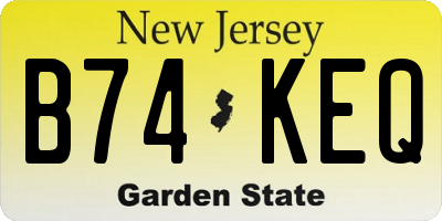 NJ license plate B74KEQ