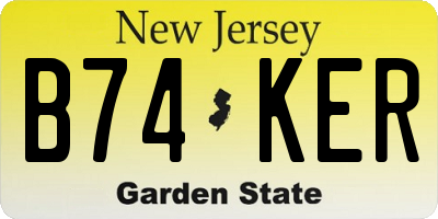 NJ license plate B74KER