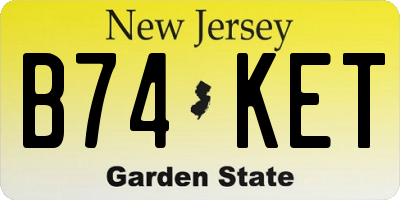 NJ license plate B74KET