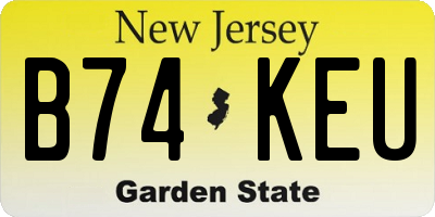 NJ license plate B74KEU