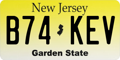 NJ license plate B74KEV