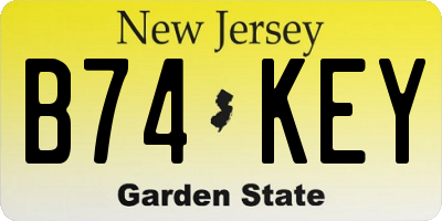 NJ license plate B74KEY