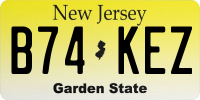 NJ license plate B74KEZ