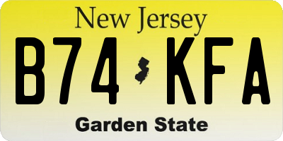 NJ license plate B74KFA
