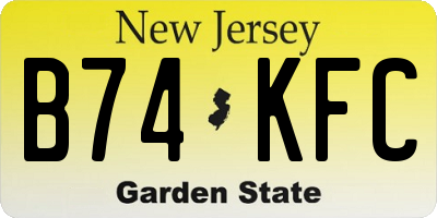 NJ license plate B74KFC
