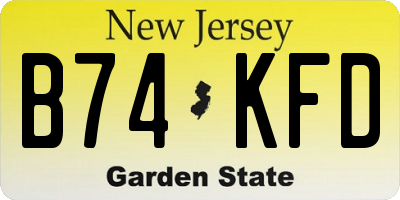 NJ license plate B74KFD