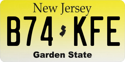 NJ license plate B74KFE