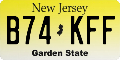 NJ license plate B74KFF